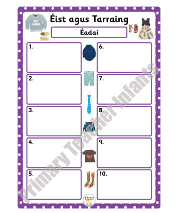 12 Irish Worksheets - Éist agus Tarraing – Primary Teacher Infants